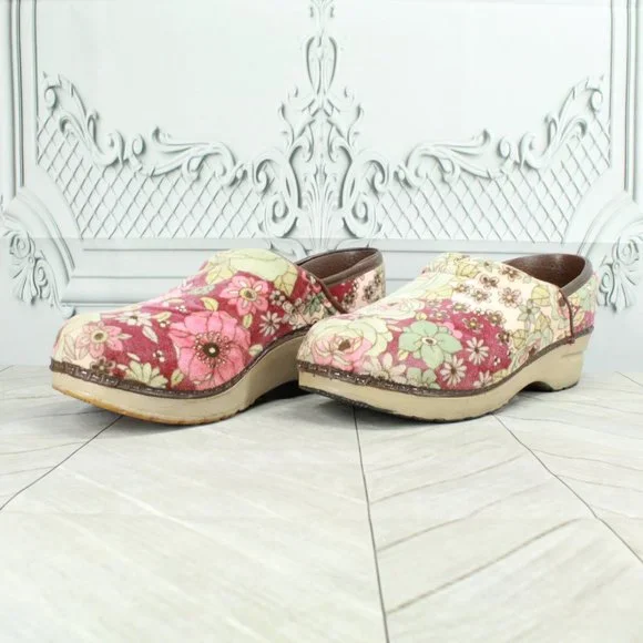 SANITA Danish Design Vegan Multicolor Floral Slip On Clogs Size 38 / 8 - Picture 2 of 9